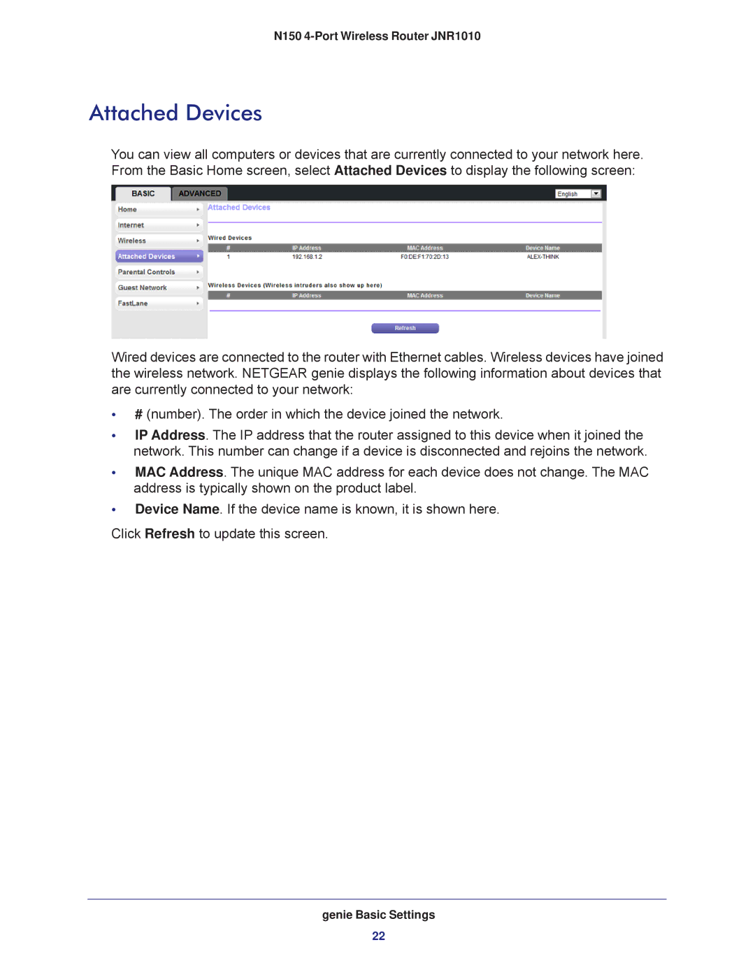 NETGEAR JNR1010 manual Attached Devices 