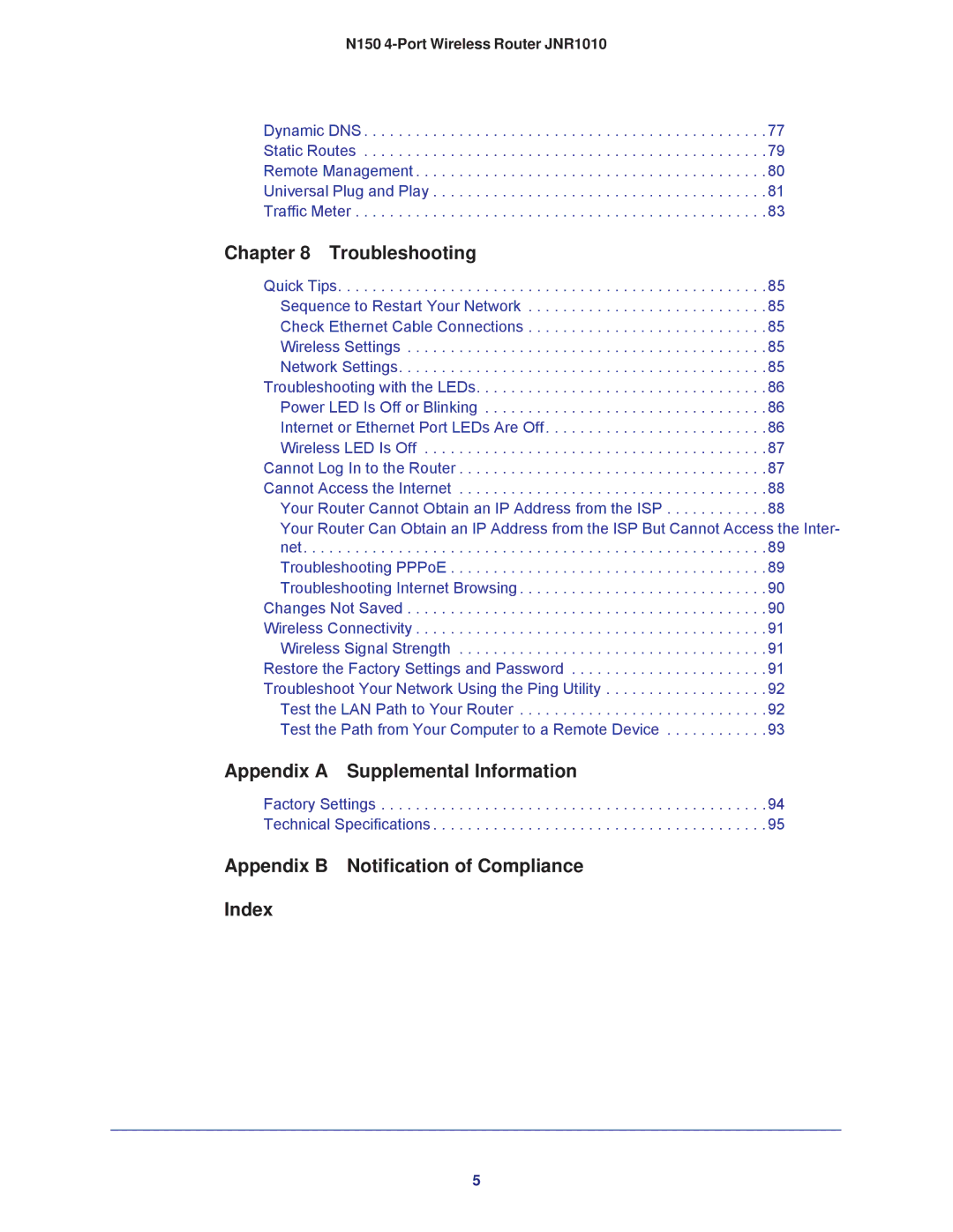 NETGEAR JNR1010 manual Appendix B Notification of Compliance Index 