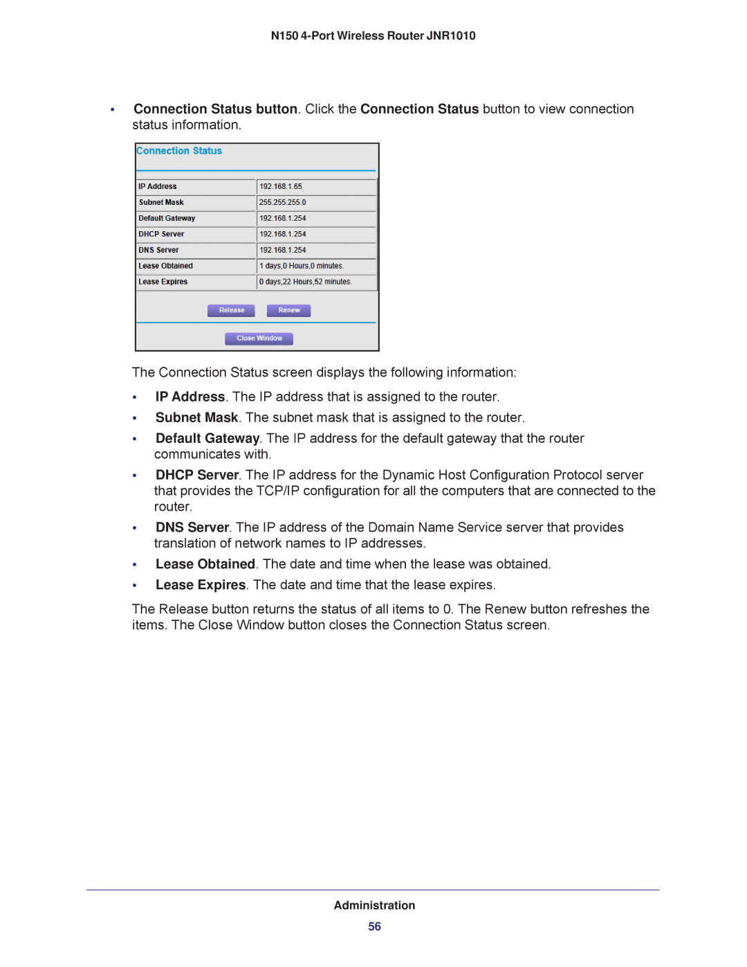 NETGEAR manual N150 4-Port Wireless Router JNR1010 