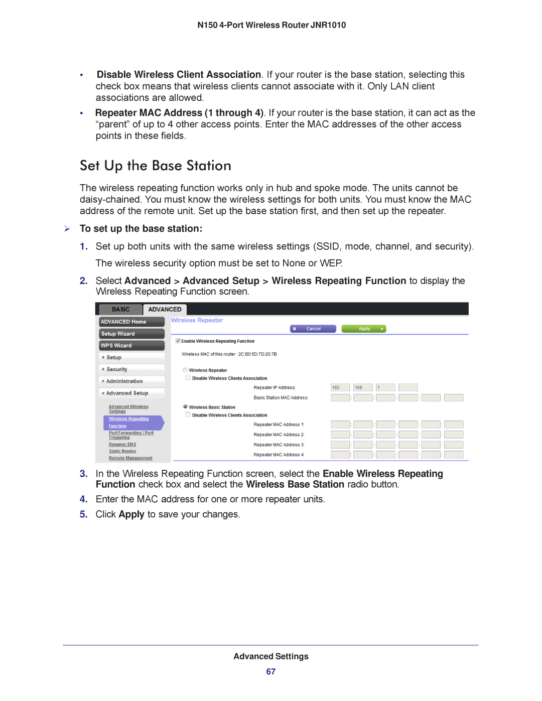 NETGEAR JNR1010 manual Set Up the Base Station,  To set up the base station 