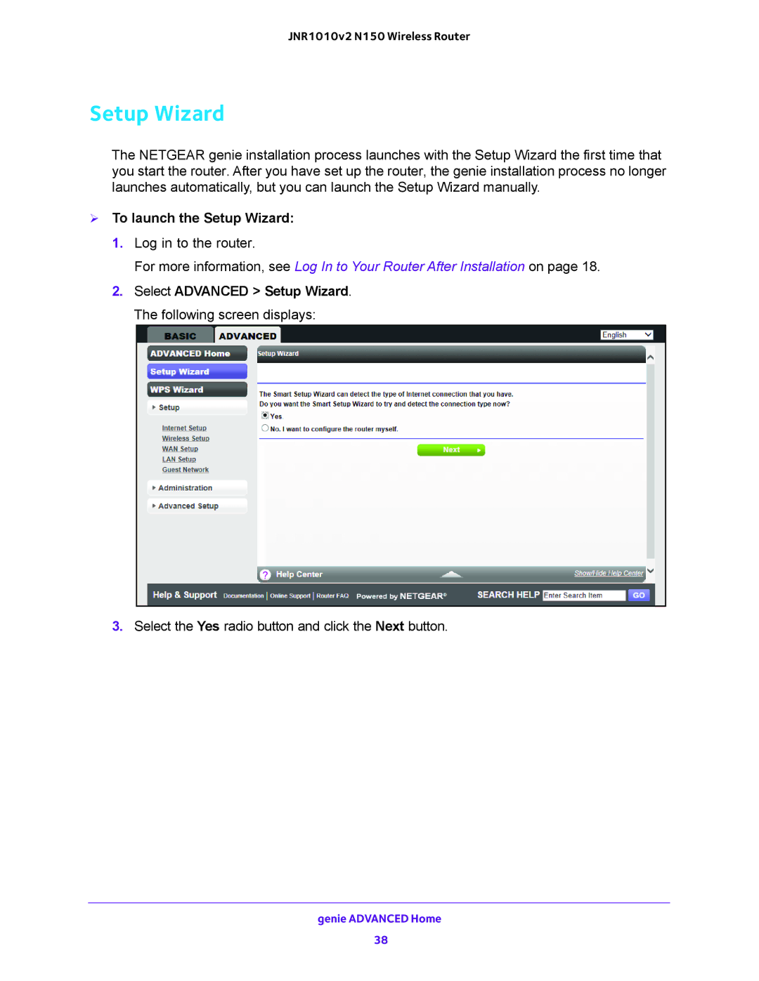 NETGEAR JNR1010V2 user manual  To launch the Setup Wizard 