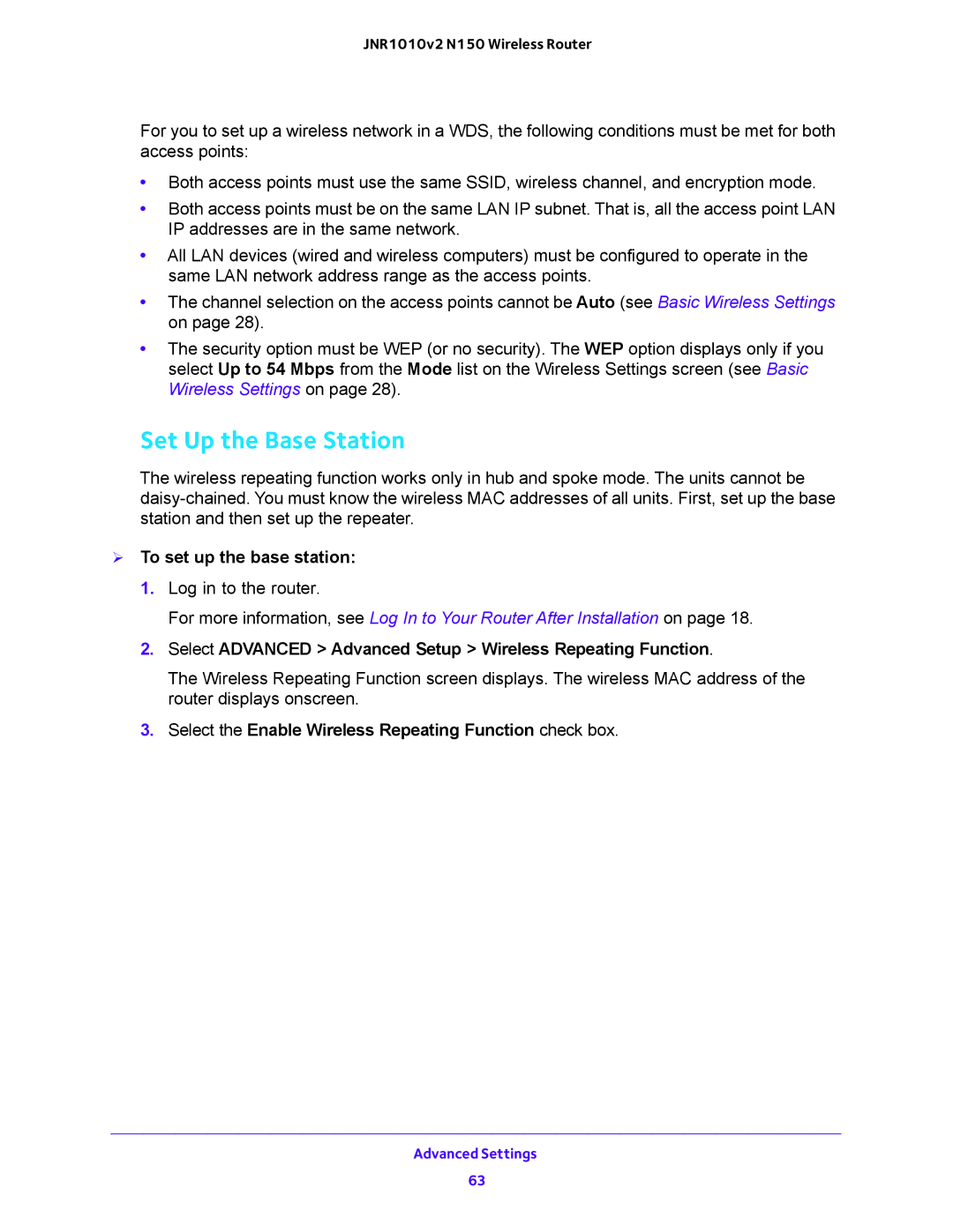 NETGEAR JNR1010V2 user manual Set Up the Base Station,  To set up the base station 