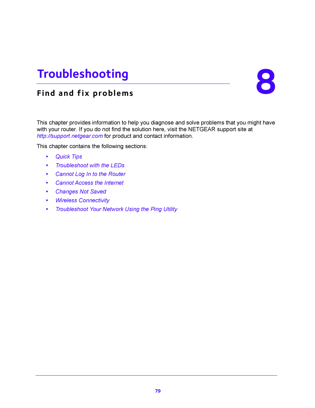 NETGEAR JNR1010V2 user manual Troubleshooting, Find and fix problems, Troubleshoot Your Network Using the Ping Utility 