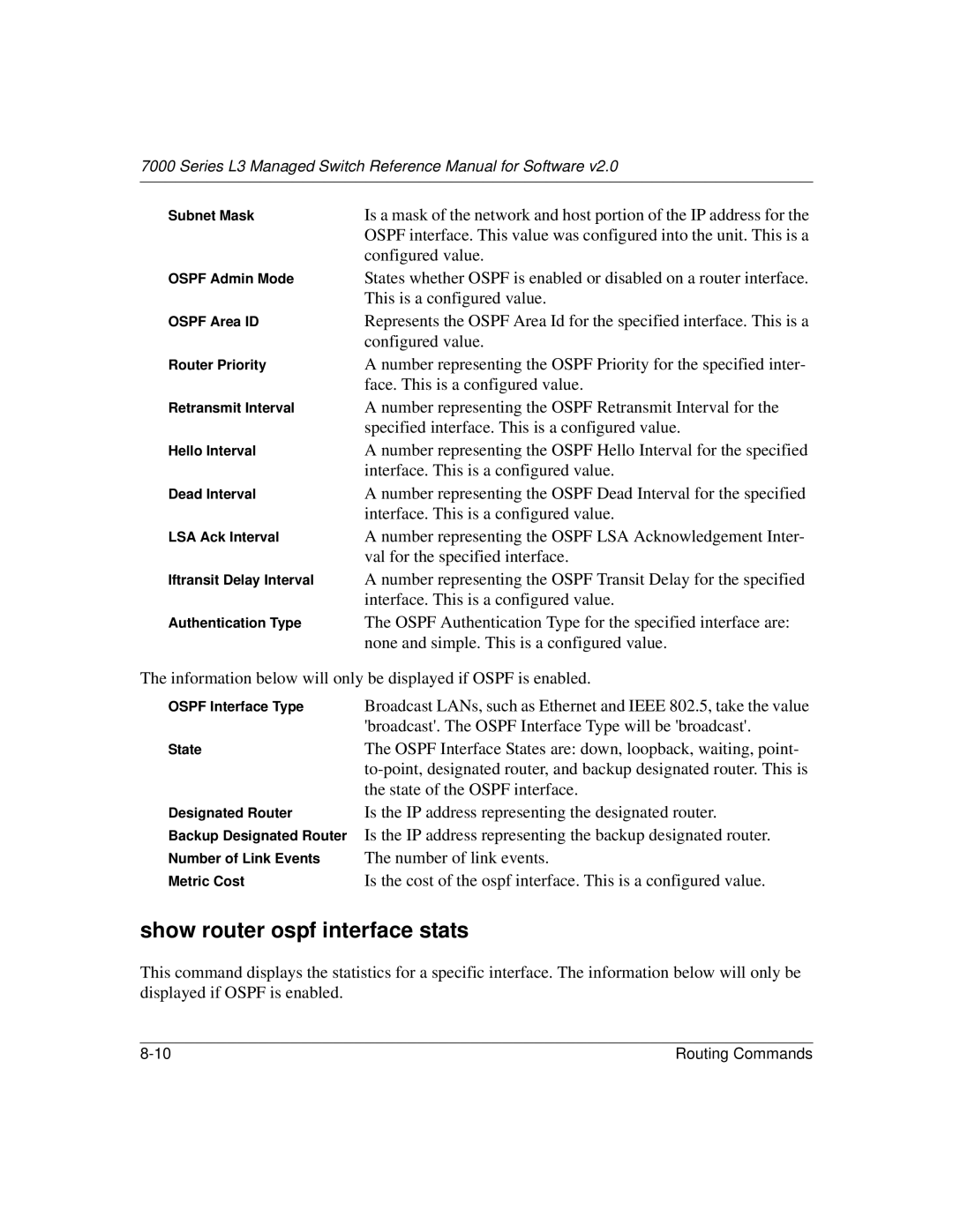 NETGEAR L3 manual Show router ospf interface stats 