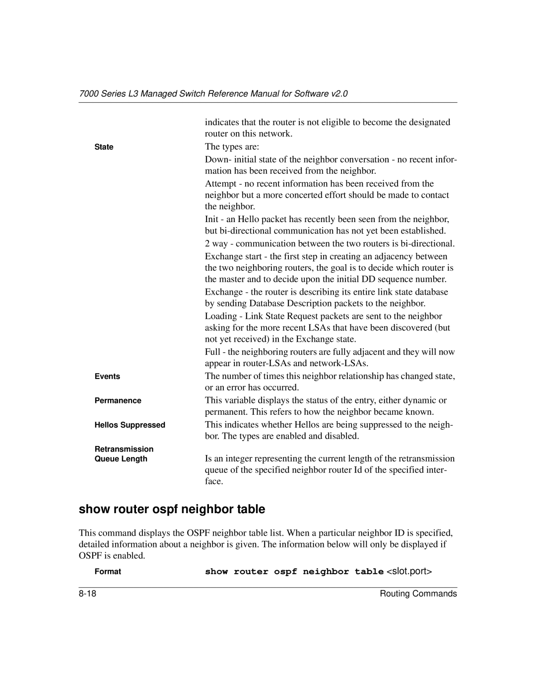 NETGEAR L3 manual Show router ospf neighbor table 