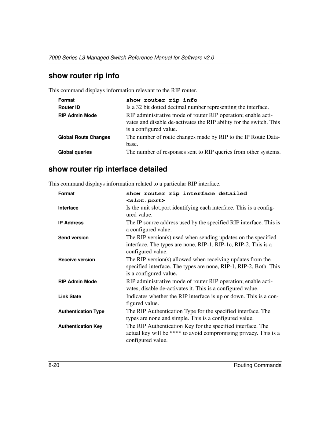 NETGEAR L3 manual Show router rip info, Show router rip interface detailed 