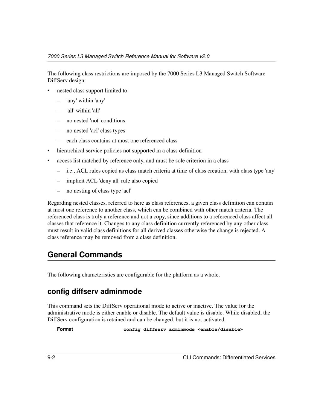 NETGEAR L3 manual General Commands, Config diffserv adminmode 