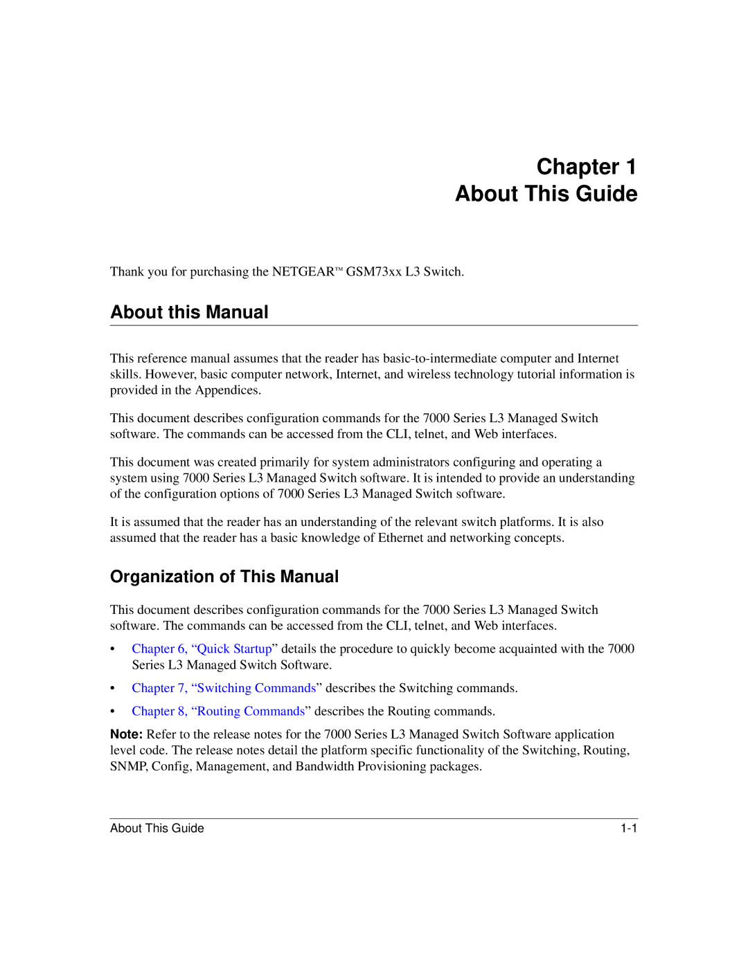 NETGEAR L3 manual About this Manual, Organization of This Manual 