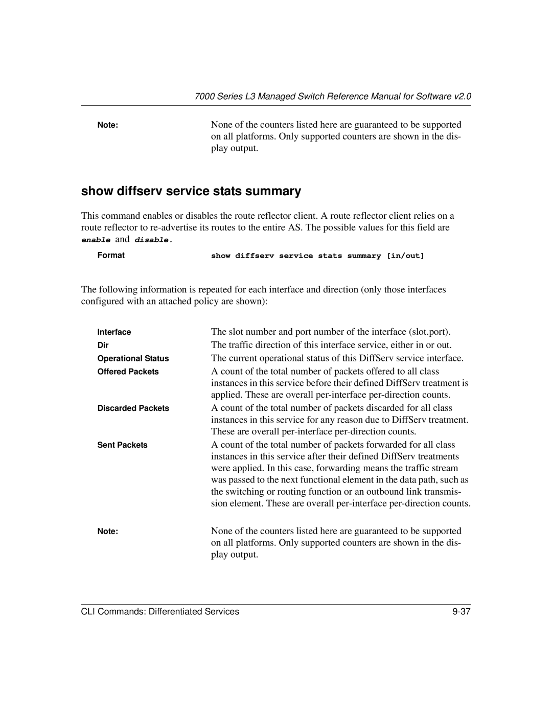 NETGEAR L3 manual Show diffserv service stats summary 