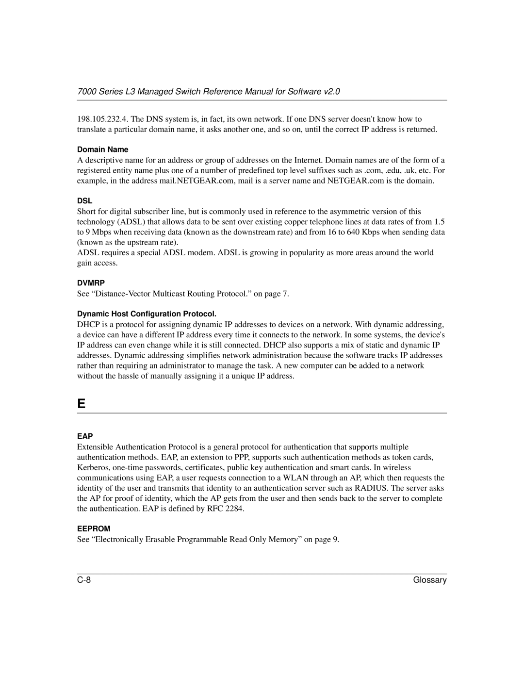 NETGEAR L3 manual See Distance-Vector Multicast Routing Protocol. on 