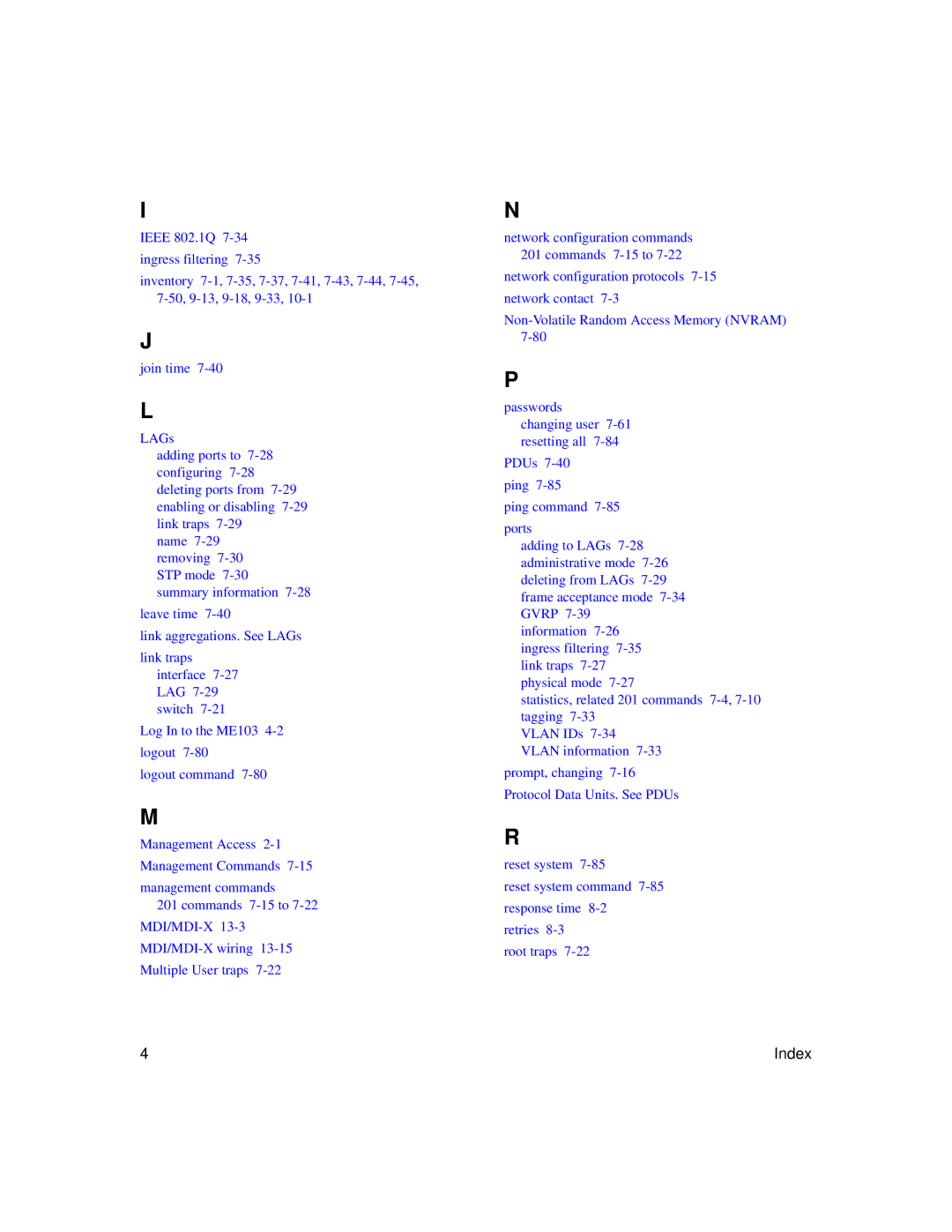 NETGEAR L3 manual Index 