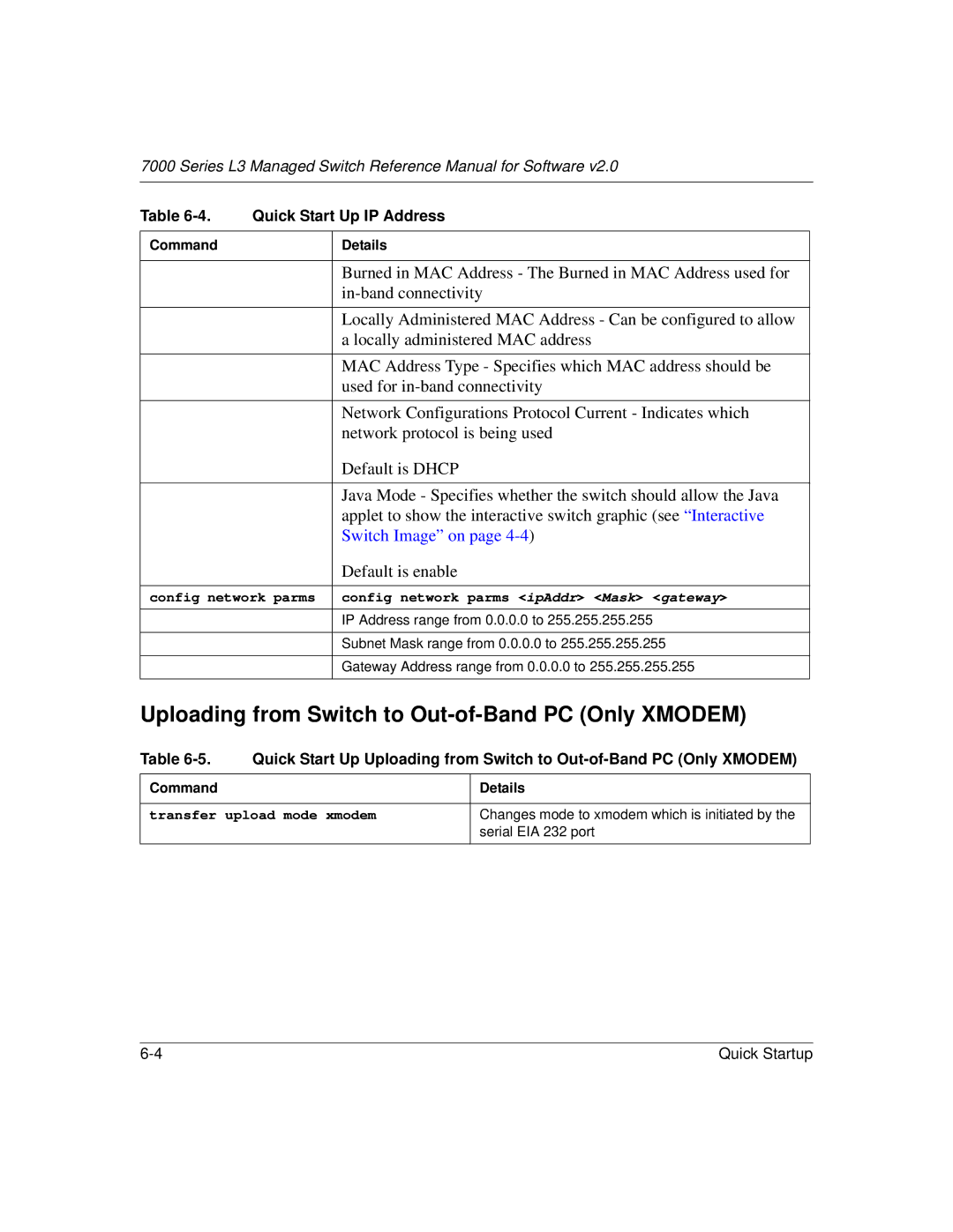 NETGEAR L3 manual Uploading from Switch to Out-of-Band PC Only Xmodem, Switch Image on 