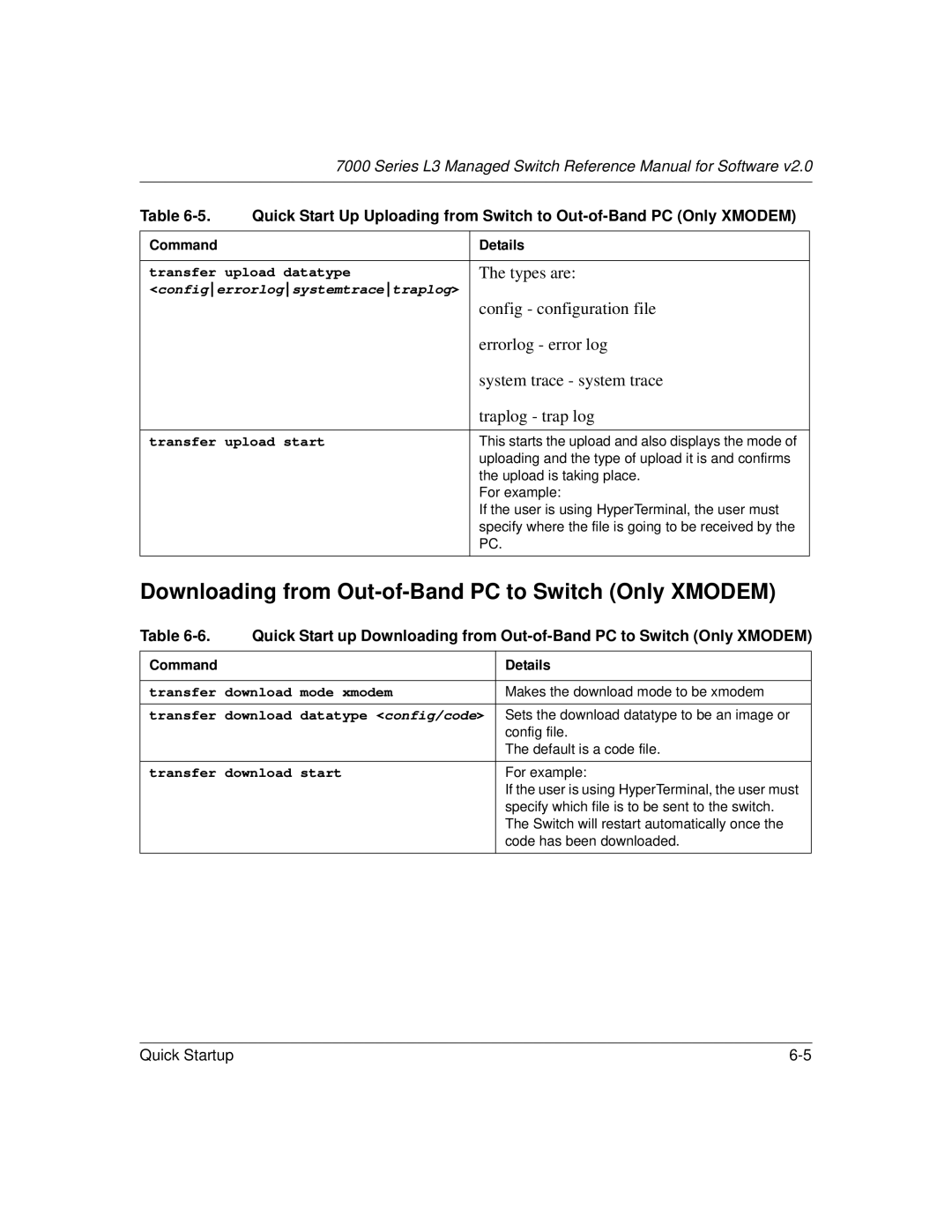 NETGEAR L3 manual Downloading from Out-of-Band PC to Switch Only Xmodem, Traplog trap log 