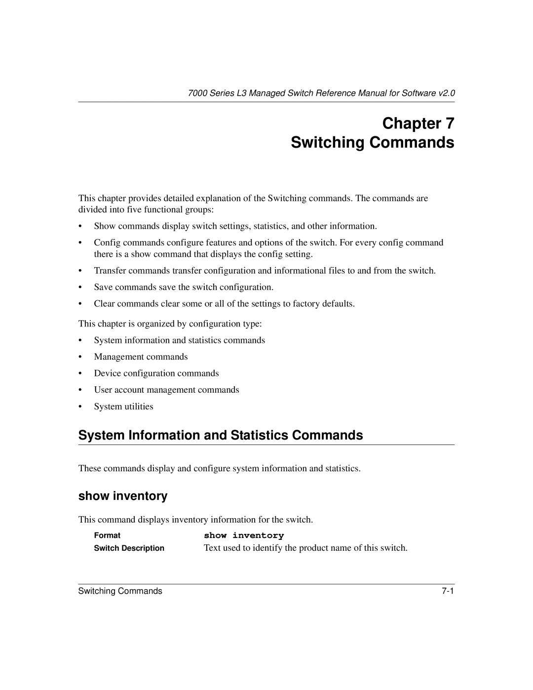 NETGEAR L3 manual System Information and Statistics Commands, Show inventory 