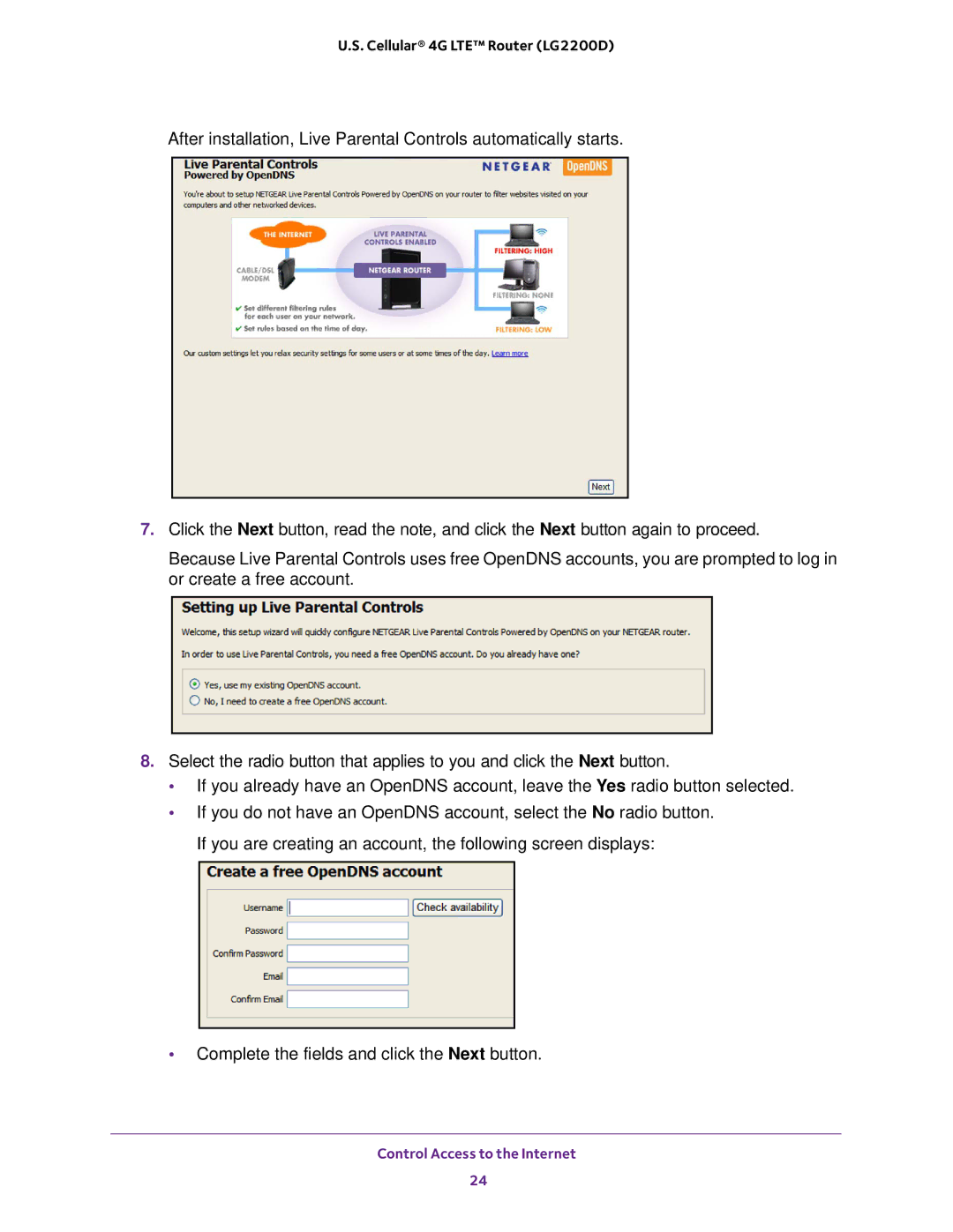 NETGEAR (LG2200D) user manual Control Access to the Internet 