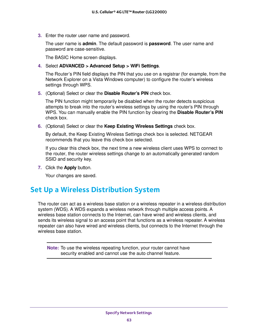 NETGEAR (LG2200D) user manual Set Up a Wireless Distribution System 