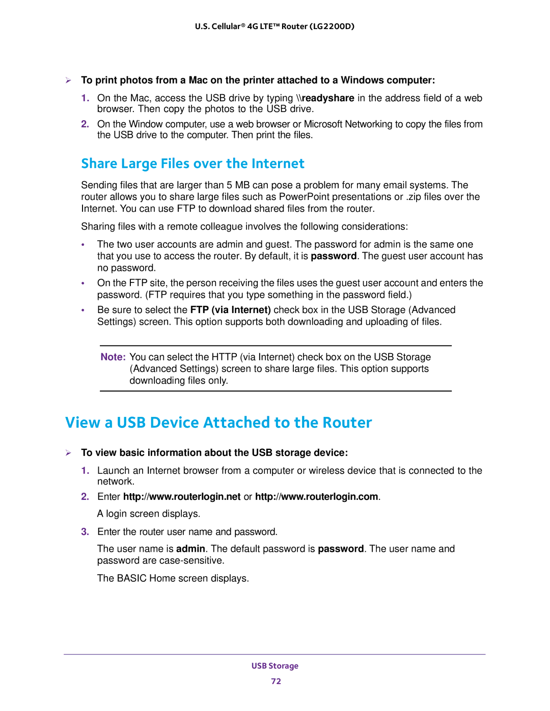 NETGEAR (LG2200D) user manual View a USB Device Attached to the Router, Share Large Files over the Internet 