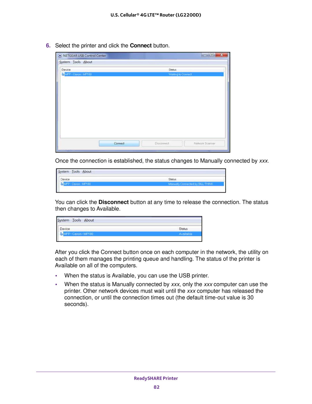 NETGEAR (LG2200D) user manual ReadySHARE Printer 