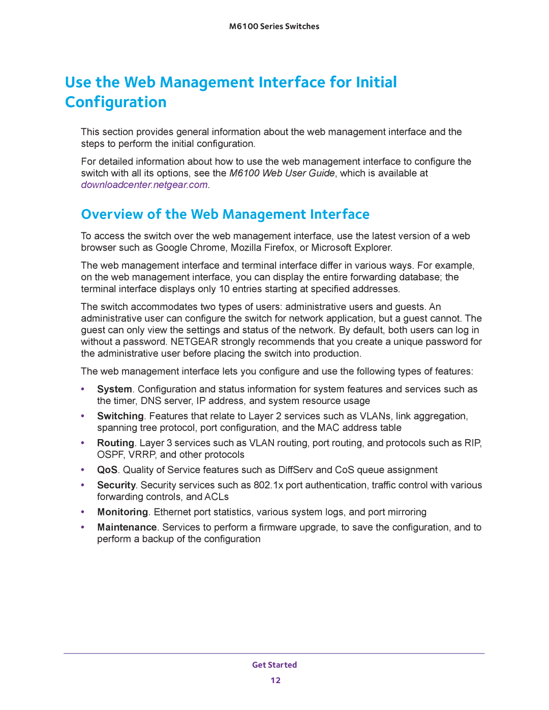 NETGEAR m6100 manual Use the Web Management Interface for Initial Configuration, Overview of the Web Management Interface 