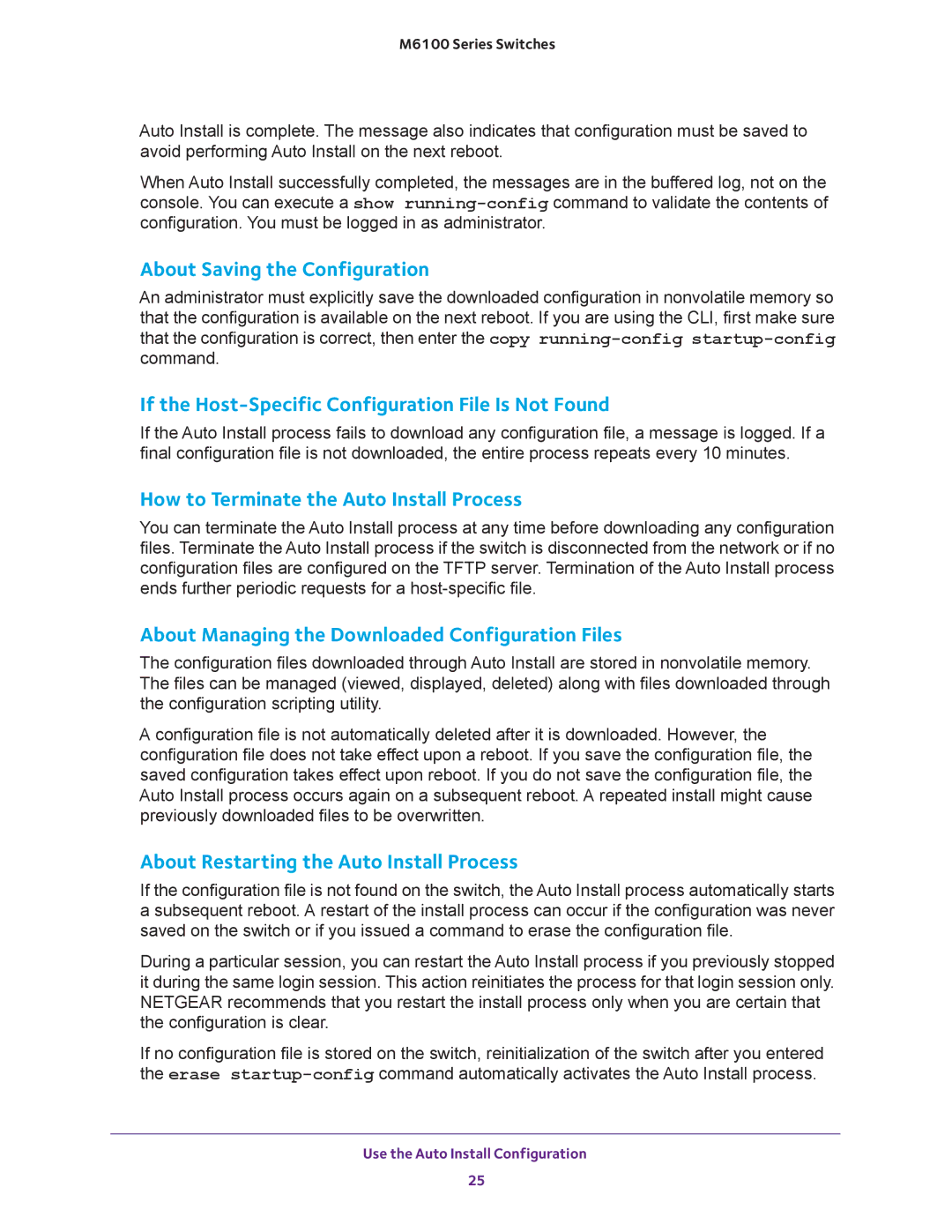 NETGEAR m6100 manual About Saving the Configuration 