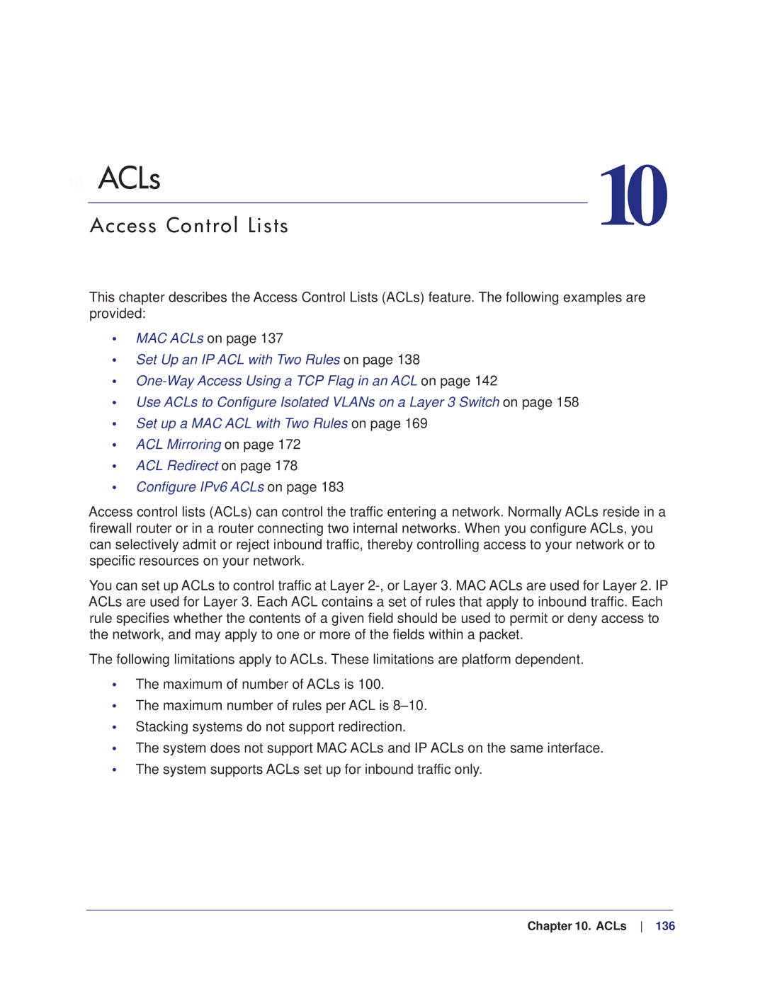 NETGEAR M7100, M4100 manual Access Control Lists 