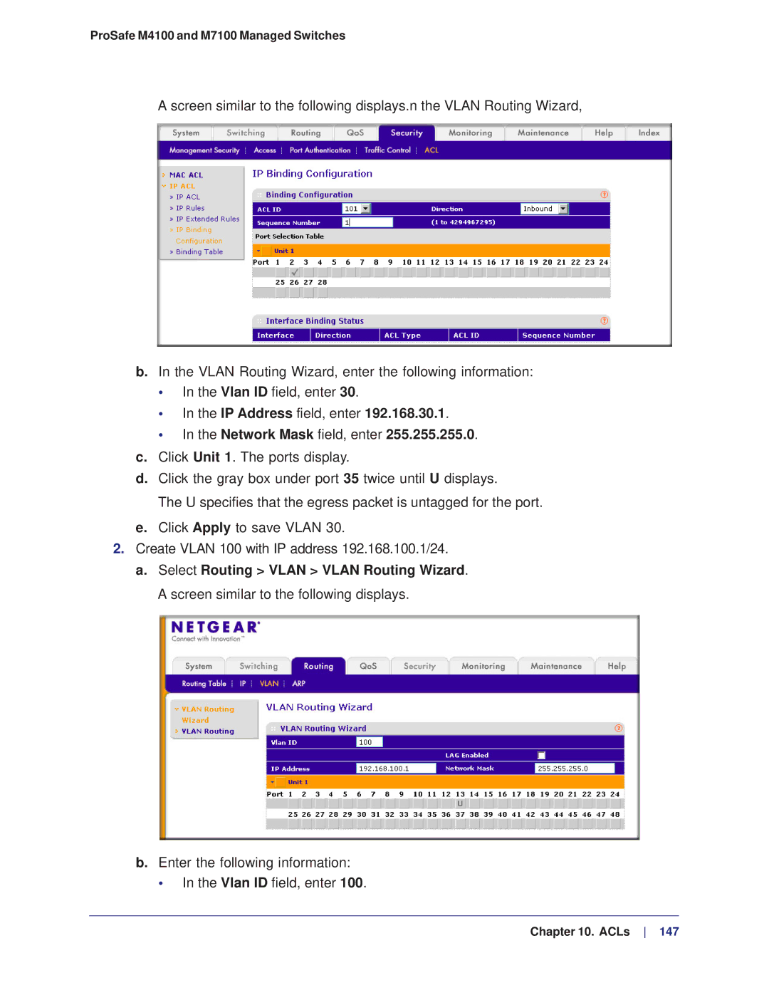 NETGEAR M4100, M7100 manual IP Address field, enter Network Mask field, enter 