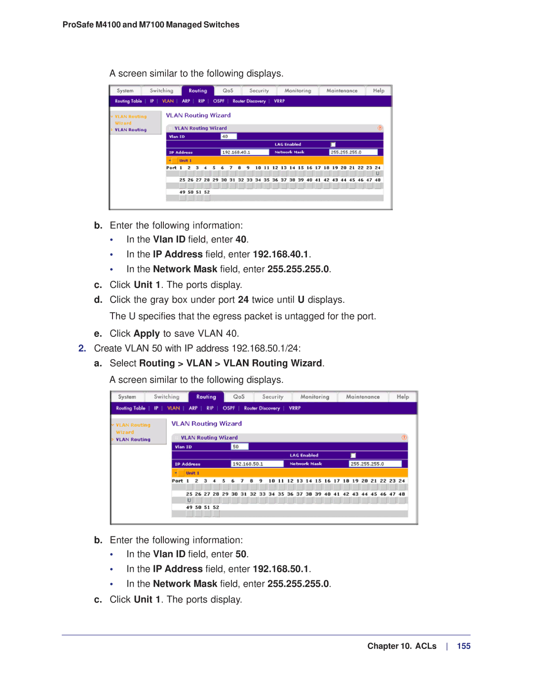 NETGEAR M4100, M7100 manual IP Address field, enter Network Mask field, enter 