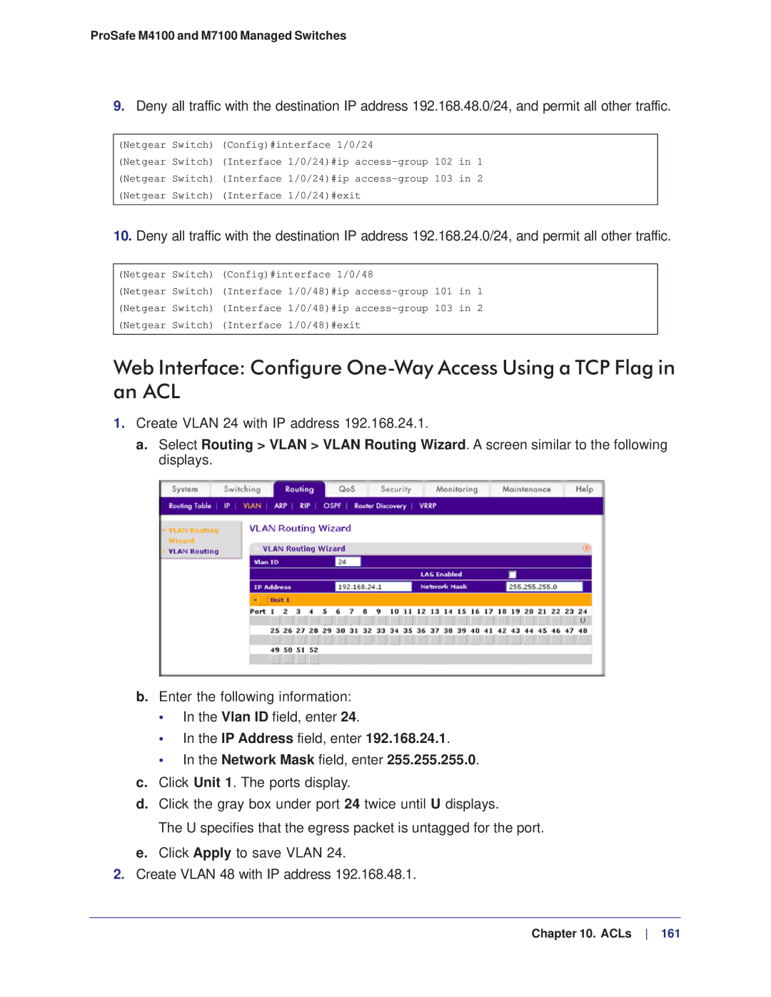 NETGEAR M4100, M7100 manual IP Address field, enter Network Mask field, enter 