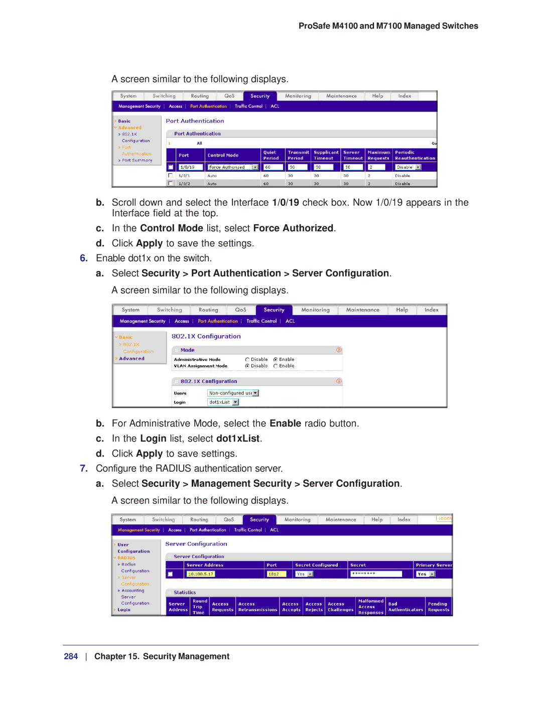 NETGEAR M7100, M4100 manual Control Mode list, select Force Authorized 