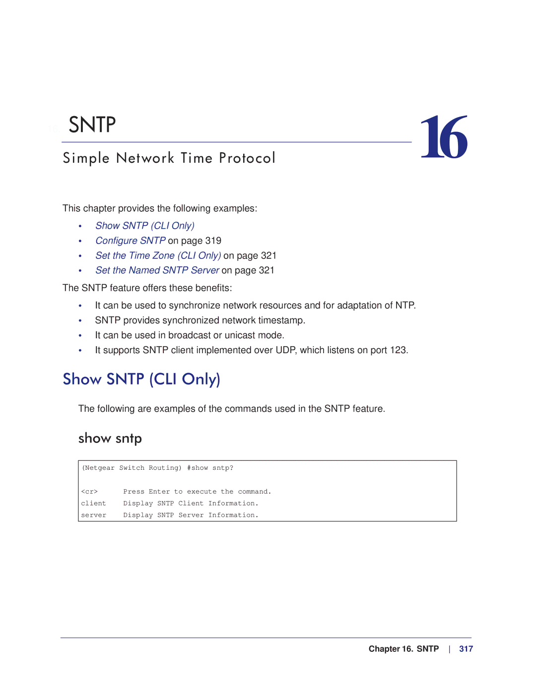 NETGEAR M4100, M7100 manual Show Sntp CLI Only, Simple Network Time Protocol, Show sntp 