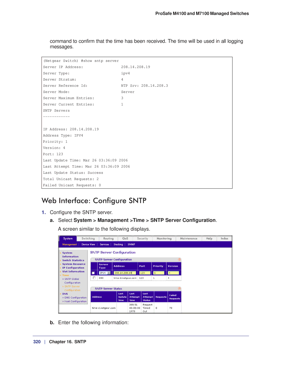 NETGEAR M7100, M4100 manual Web Interface Configure Sntp 