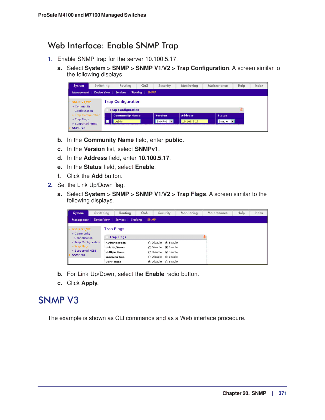 NETGEAR M4100, M7100 manual Web Interface Enable Snmp Trap 