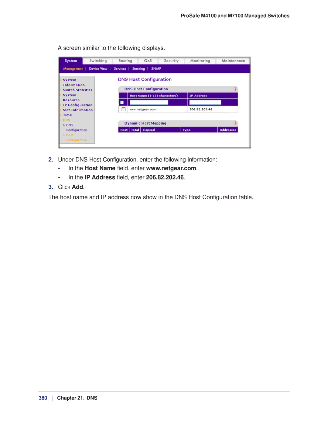 NETGEAR M7100, M4100 manual IP Address field, enter 