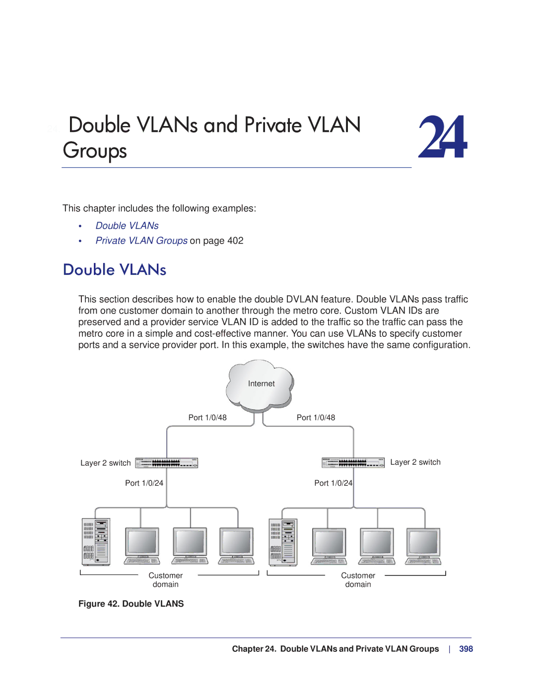 NETGEAR M7100, M4100 manual Double VLANs and Private Vlan Groups, This chapter includes the following examples 