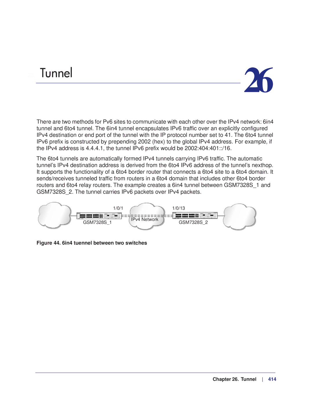 NETGEAR M7100, M4100 manual In4 tuennel between two switches Tunnel 