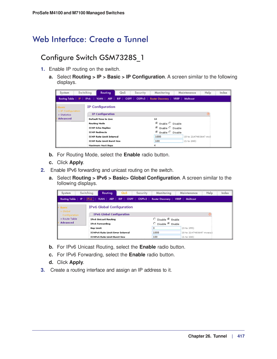 NETGEAR M4100, M7100 manual Web Interface Create a Tunnel 