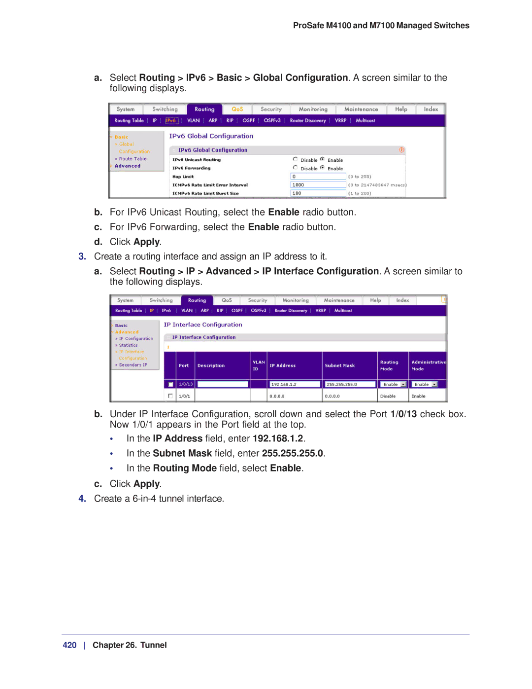 NETGEAR M7100, M4100 manual IP Address field, enter Subnet Mask field, enter 