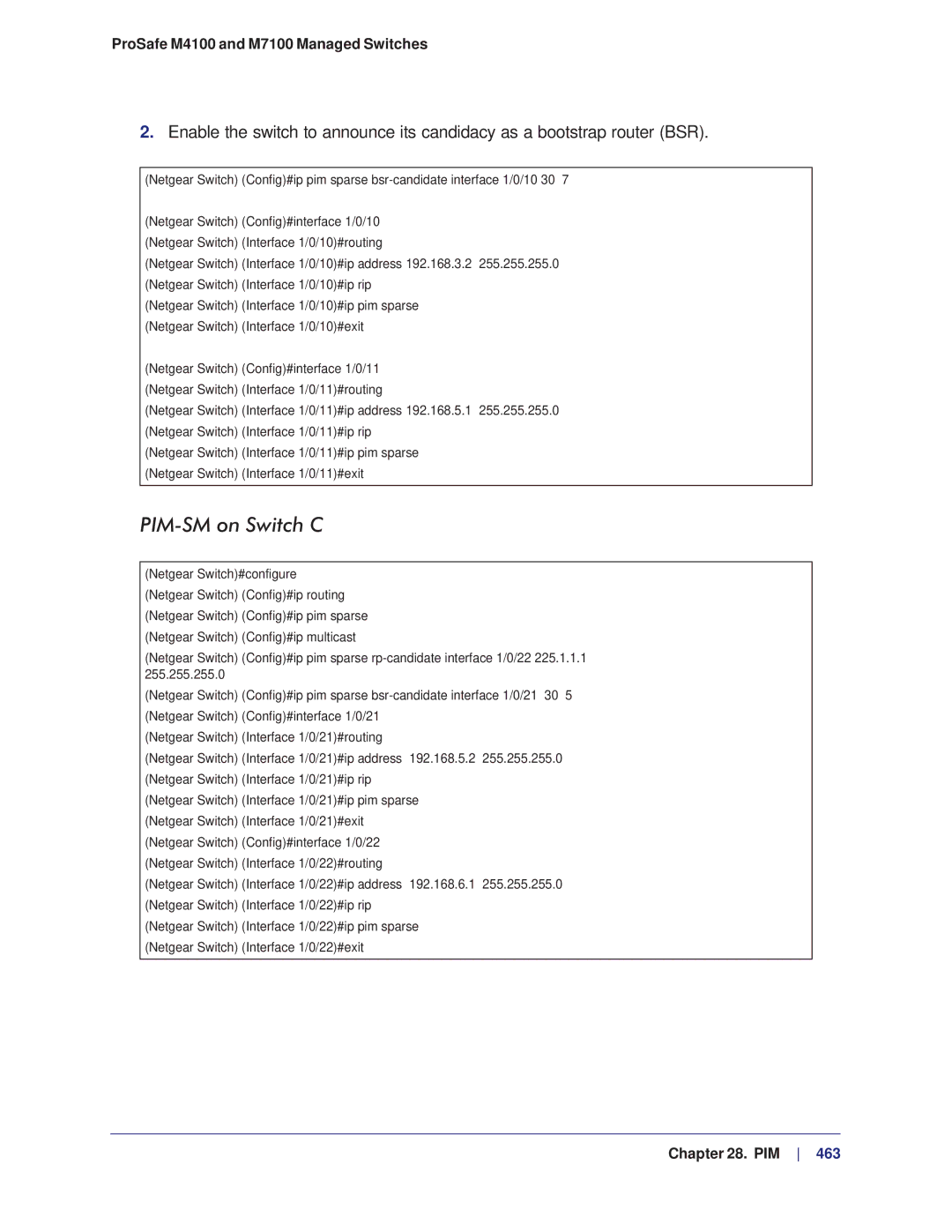 NETGEAR M4100, M7100 manual PIM-SM on Switch C 