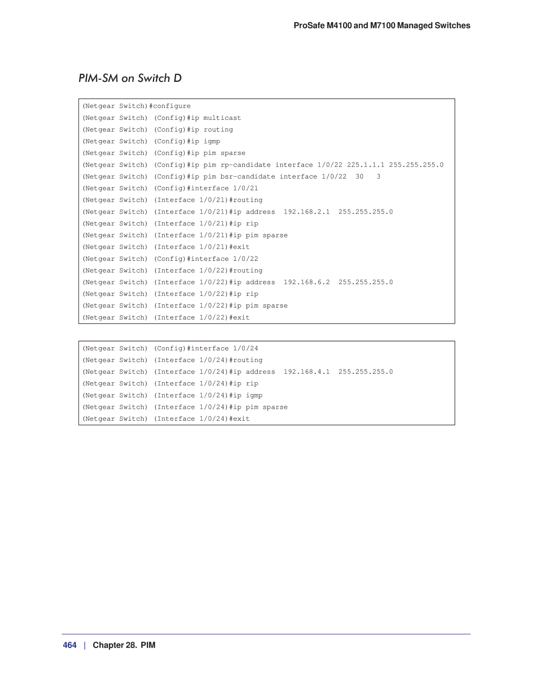 NETGEAR M7100, M4100 manual PIM-SM on Switch D 