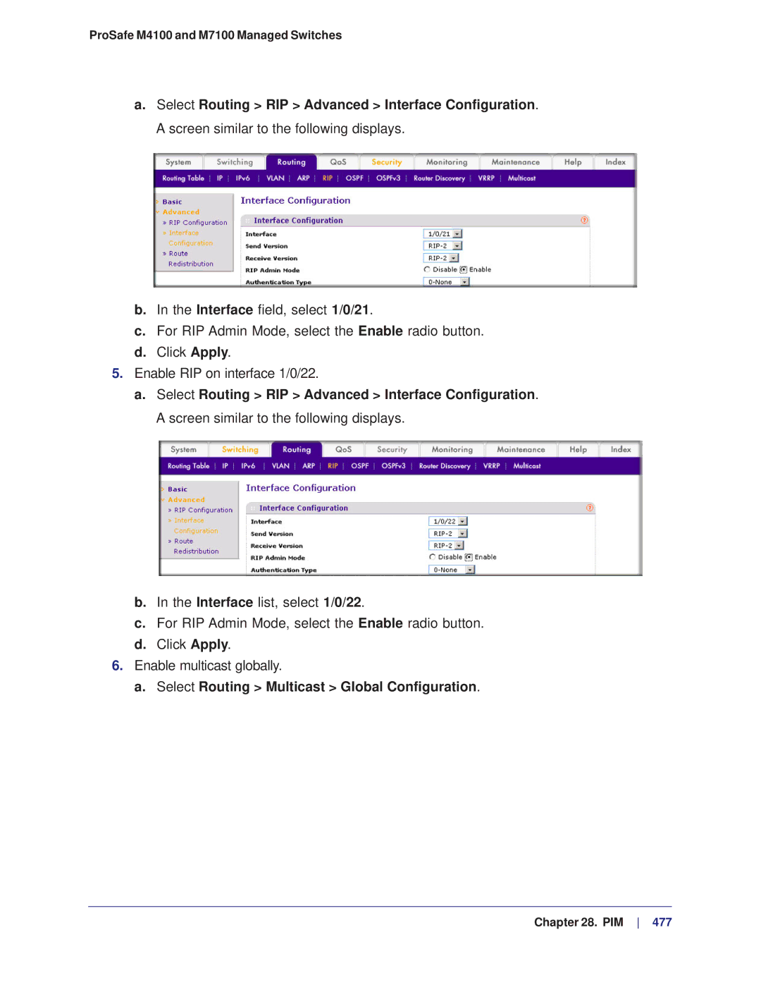 NETGEAR M4100, M7100 manual Select Routing Multicast Global Configuration 