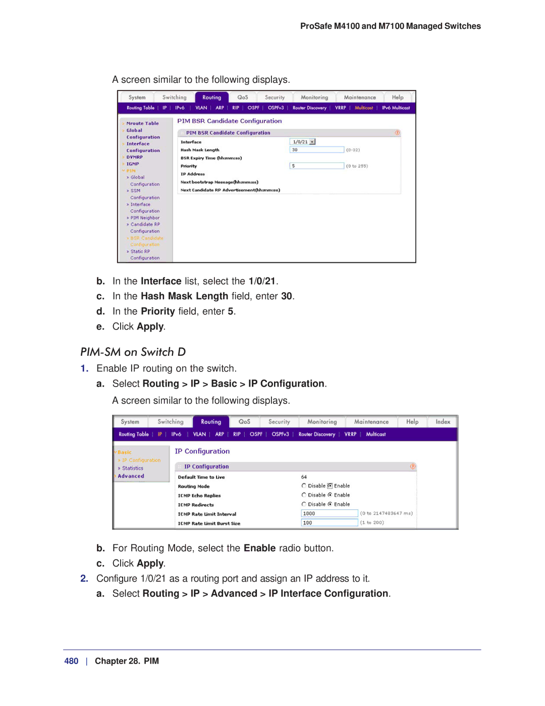 NETGEAR M7100, M4100 manual PIM-SM on Switch D 