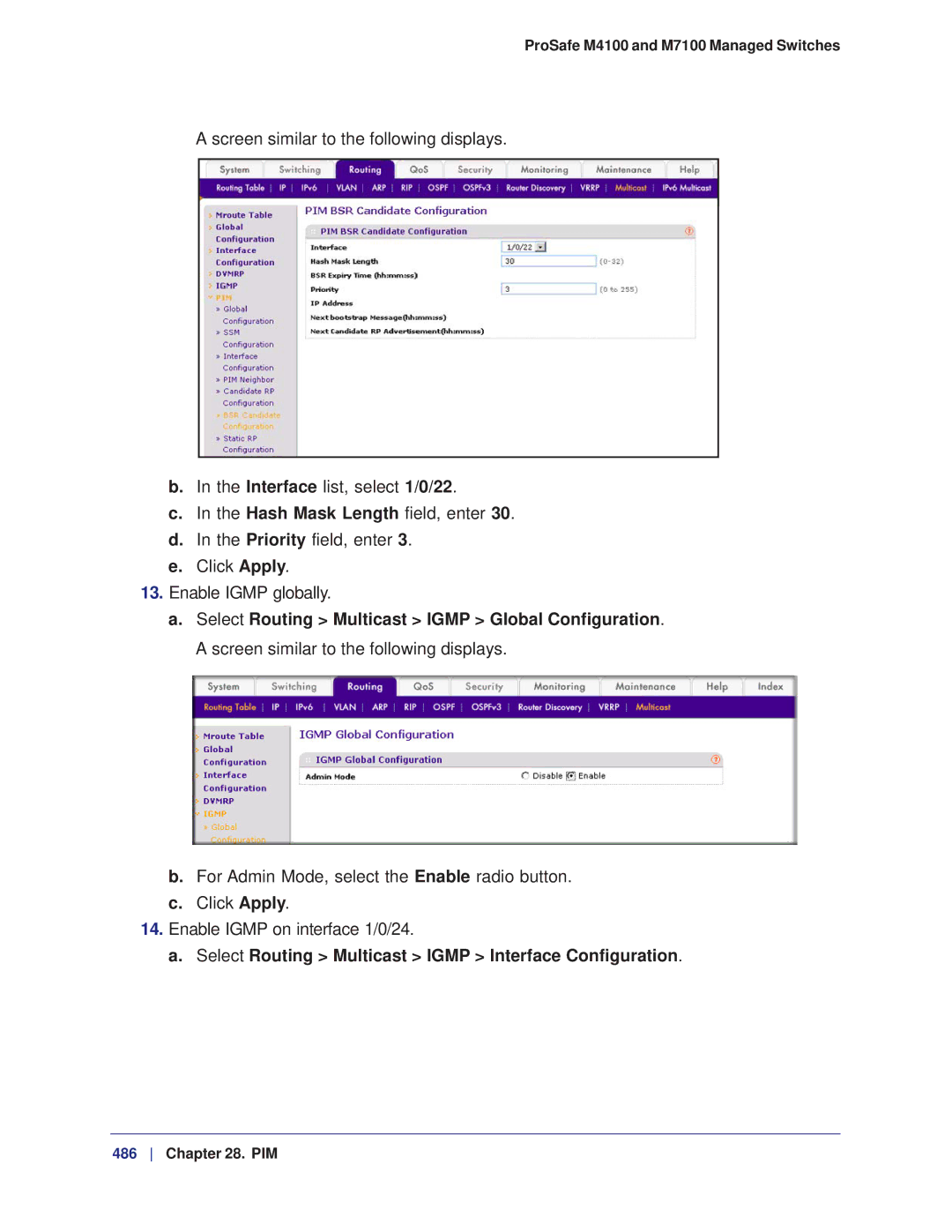 NETGEAR M7100, M4100 manual Select Routing Multicast Igmp Interface Configuration 