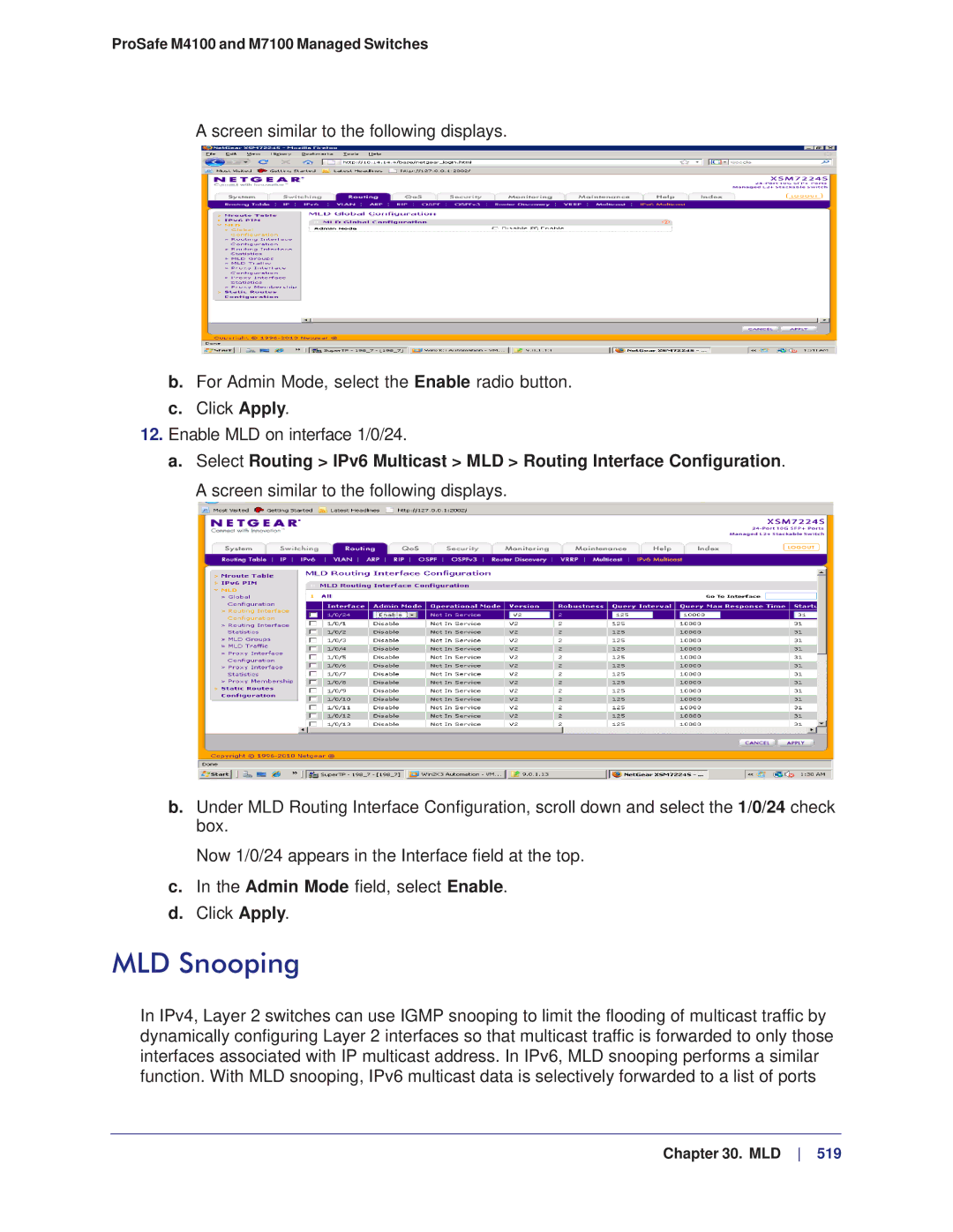 NETGEAR M4100, M7100 manual MLD Snooping 