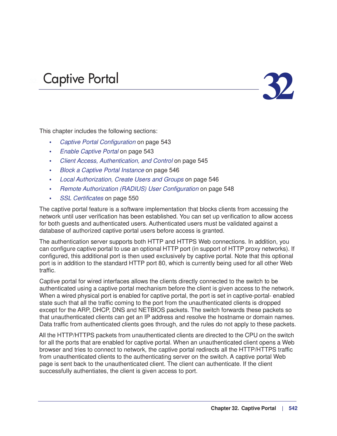 NETGEAR M7100, M4100 manual Captive Portal, This chapter includes the following sections 