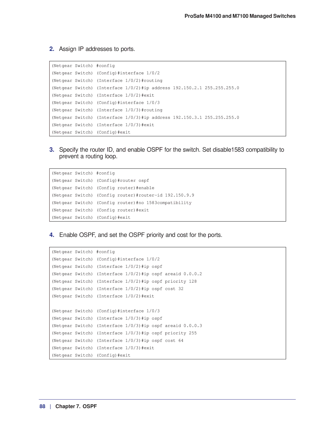 NETGEAR M7100, M4100 manual Assign IP addresses to ports 