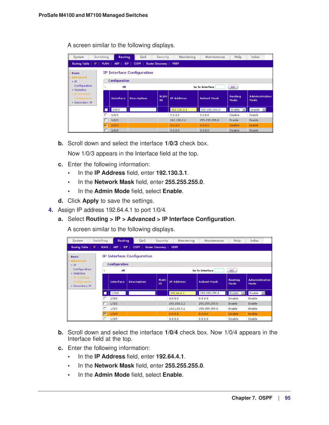 NETGEAR M4100, M7100 manual Admin Mode field, select Enable 