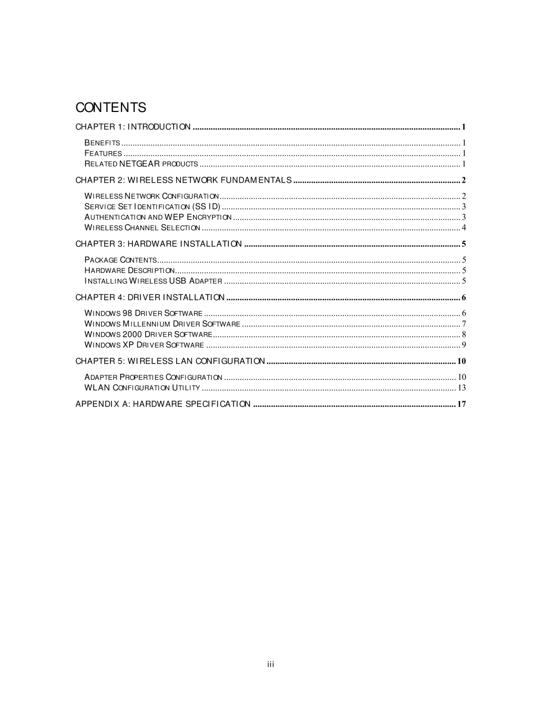 NETGEAR MA 101 manual Contents 