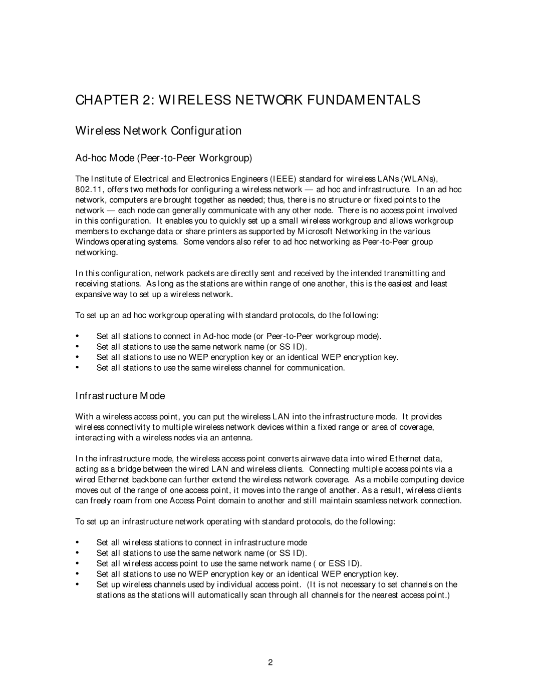 NETGEAR MA 101 manual Wireless Network Fundamentals, Wireless Network Configuration, Ad-hoc Mode Peer-to-Peer Workgroup 