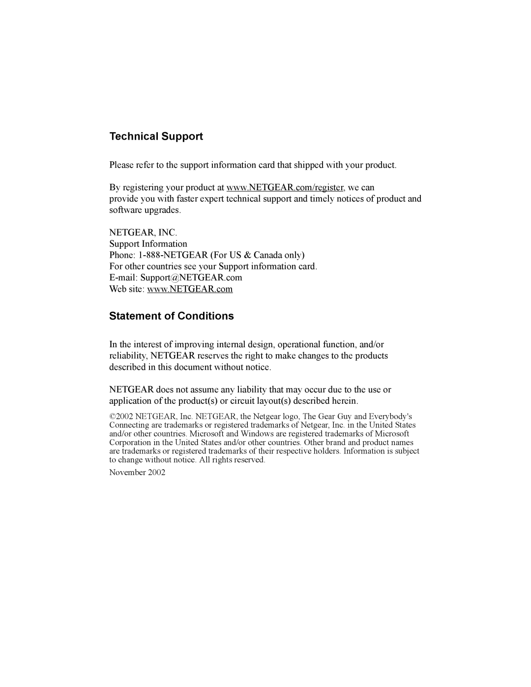 NETGEAR MA101 manual Technical Support 