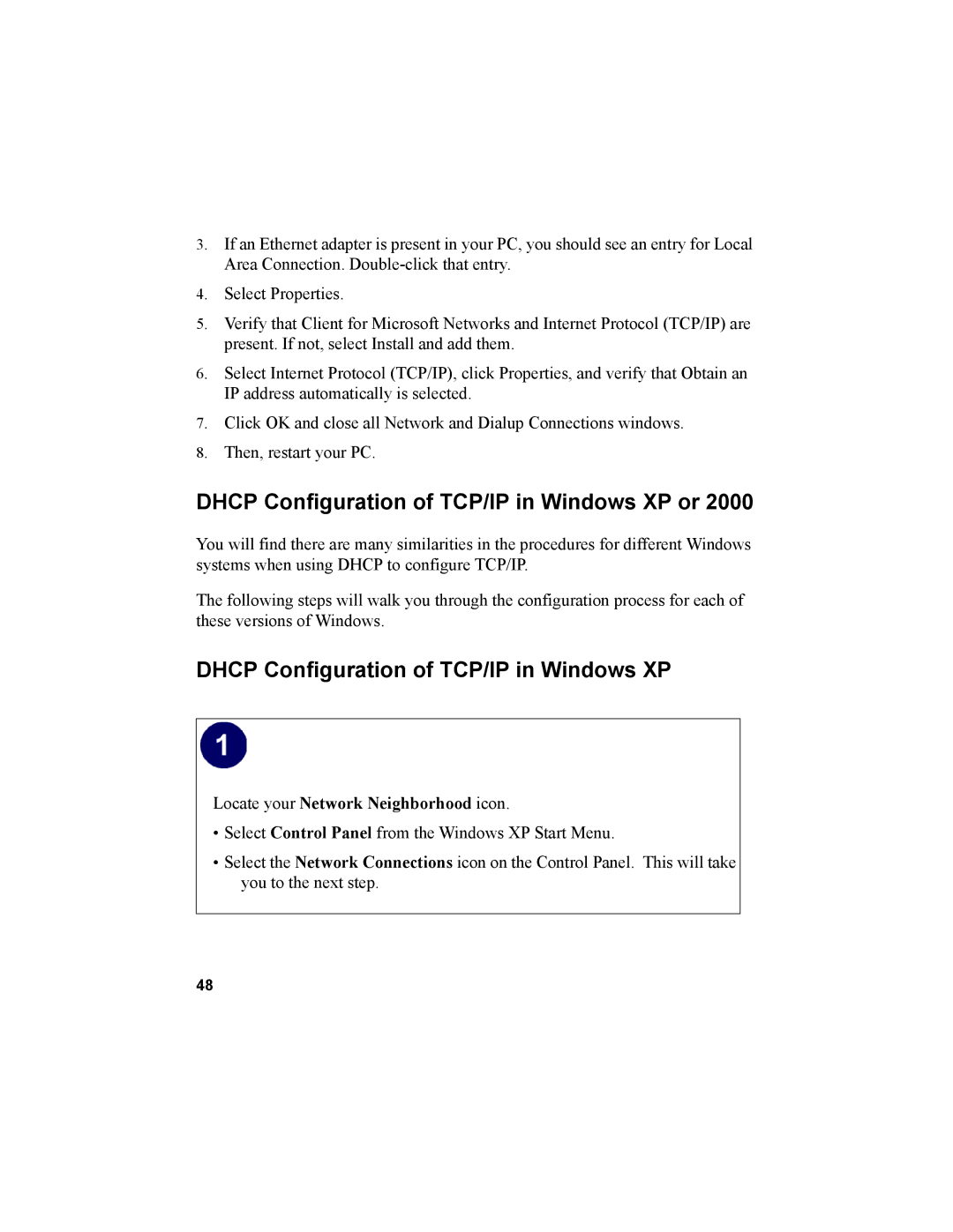 NETGEAR MA101 manual Dhcp Configuration of TCP/IP in Windows XP or 